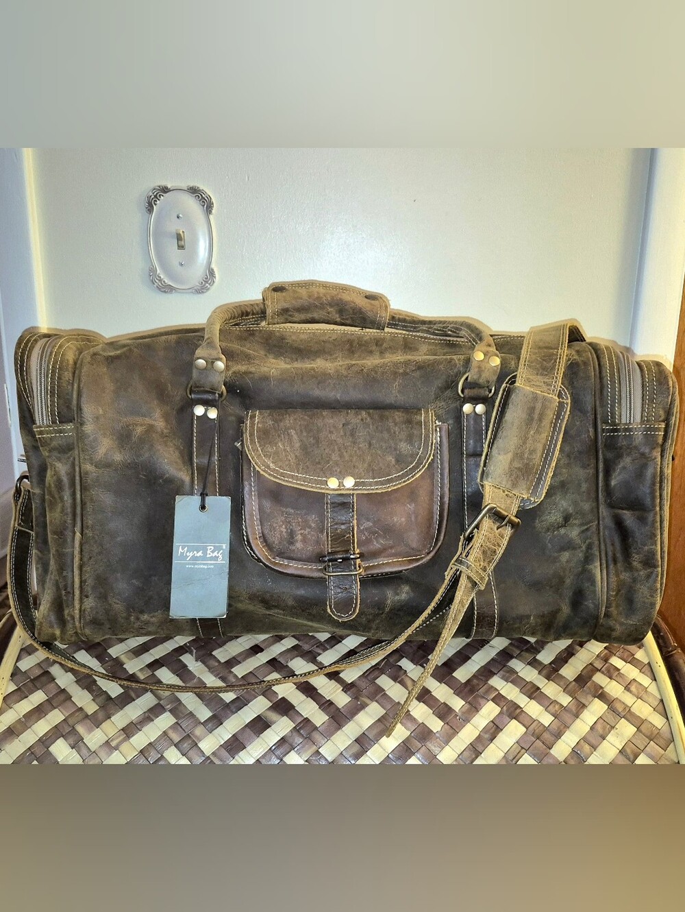 🔥New! Myra Bag Soulful Traveller Duffel Weekender Rugged Premium Leather Bag